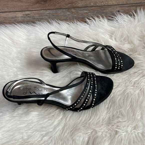 Nina The Touch, Ladies Rhinestone Open Toe Strappy Heels, Size 6M, Black - Picture 3 of 7